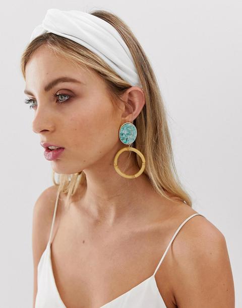 Asos Design Headband In Plisse With Knot Detail In White