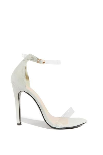 Rakel Grey Suede Clear Strap Heels