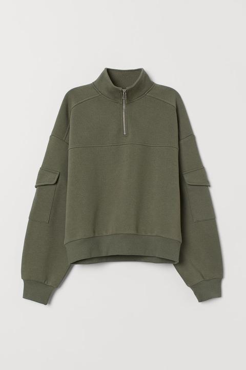 Sudadera Con Cuello Elevado - Verde