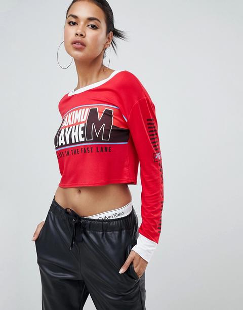 Prettylittlething Slogan Crop Top - Red