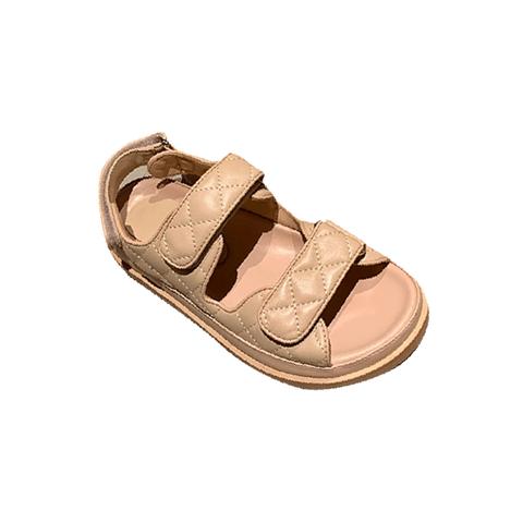 Milee Velcro-closing Leather Flat Sandals