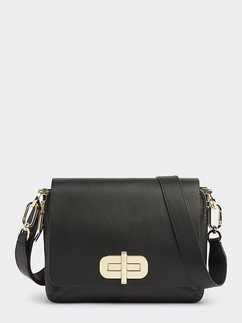 Leather Statement Crossover Turnlock Bag