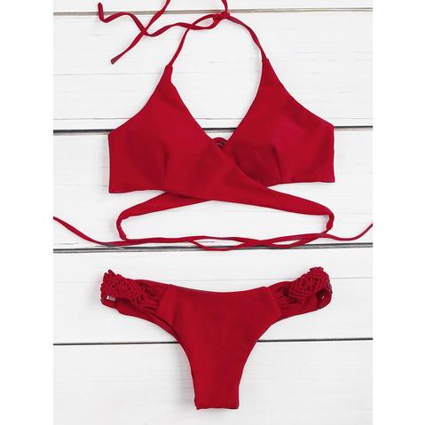 Set Di Bikini Allacciato Al Collo