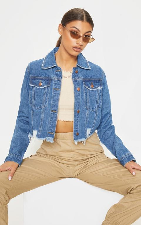 Tall Mid Wash Cropped Denim Jacket