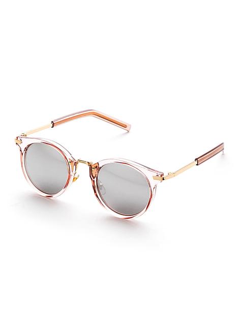 Clear Frame Flat Lens Round Sunglasses