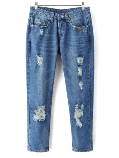 Skinny Jeans Strappati Piedi Stretti