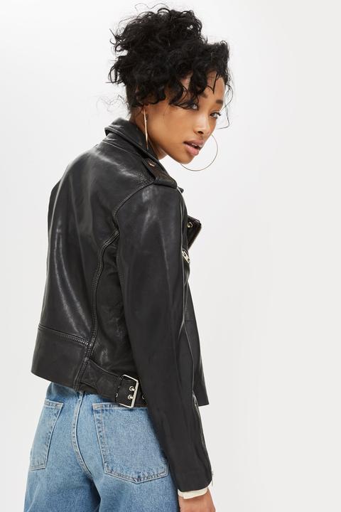 petite black leather jacket