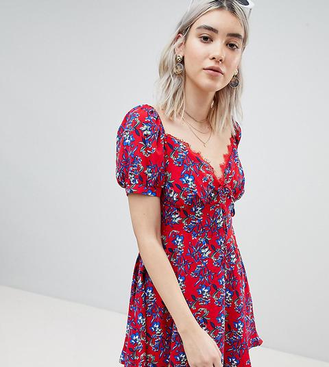 Vestido Estilo Bustier Con Estampado De Flores Campestres De Boohoo