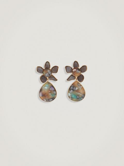 Pendientes Largos Con Flor De Resina