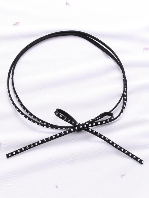 Nero Doppio Strato Studded Choker Con Farfallino