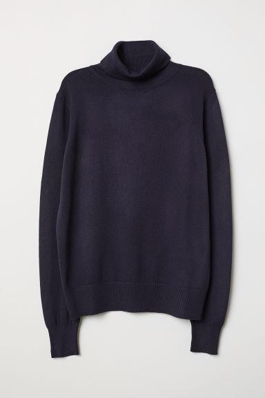 H & M - Dolcevita In Maglia Fine - Blu