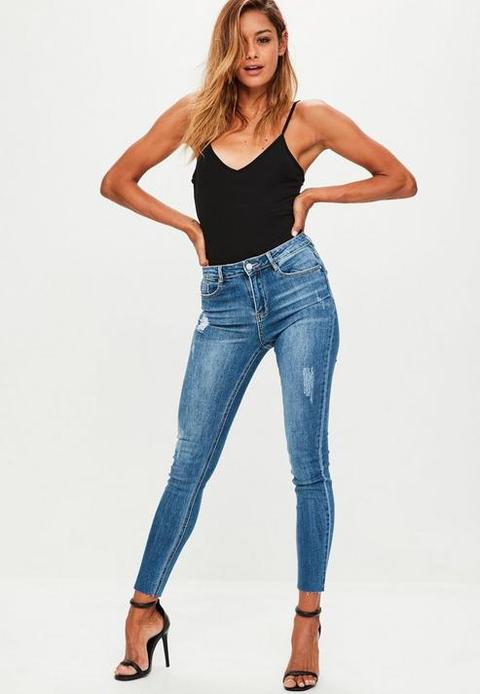 Tall Blue Clean Distressed Skinny Jeans, Blue