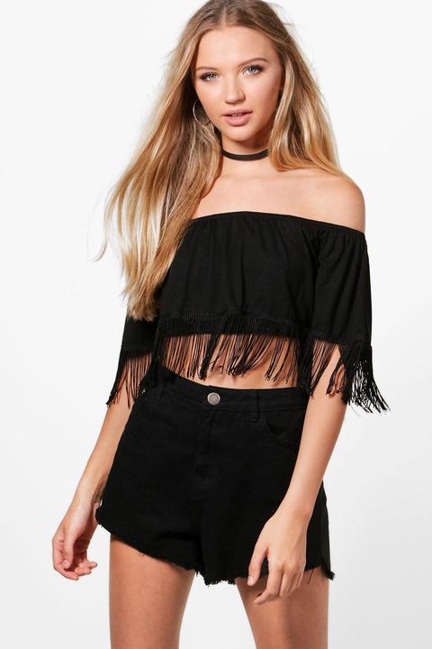 Nadia Tassel Off The Shoulder Crop