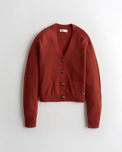 Ribbed Button-front Cardigan