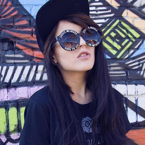 Women's Cross My Heart Hope To Die Round Sunglasses