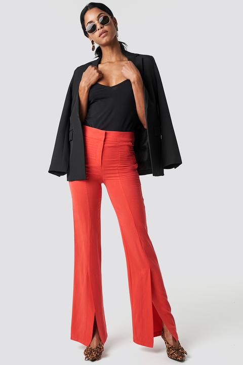Trendyol Front Slit Trousers - Red from 