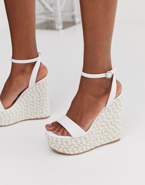 Asos Design – Justina – Weiße Espadrilles Mit Keilabsatz