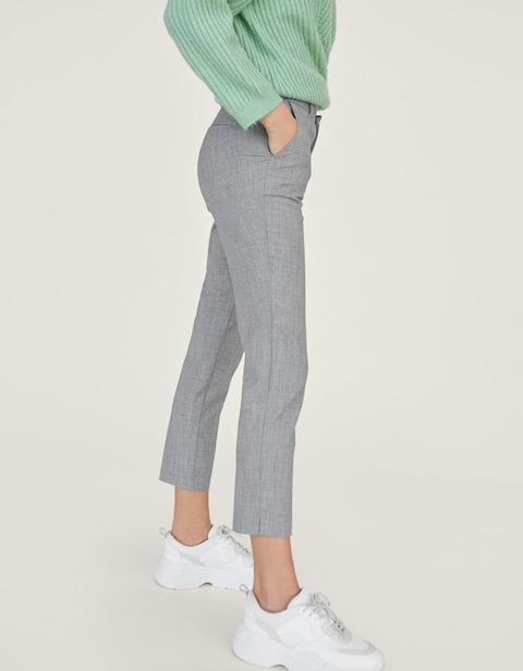 Pantaloni Eleganti Con Elastico Grigio Melangiato