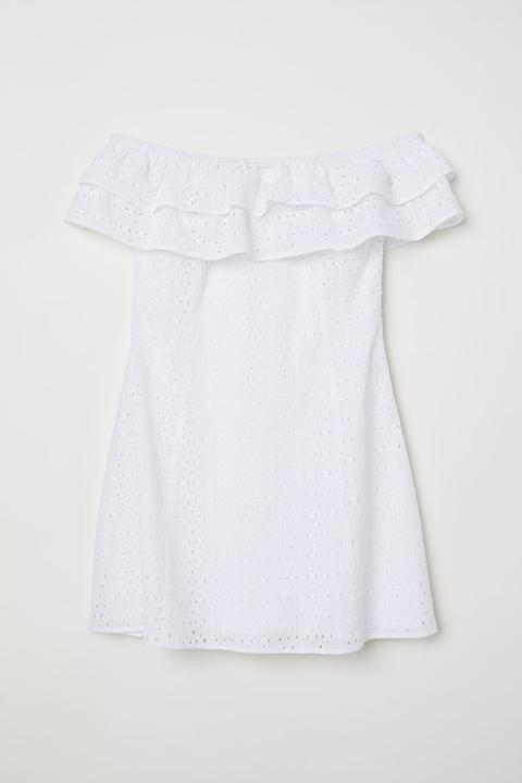 Vestido Hombro Descubierto - Blanco