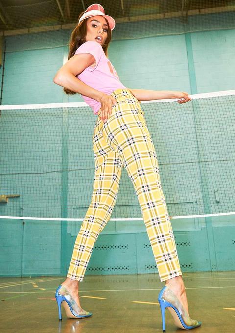 Nora Yellow Check Drawstring Trousers