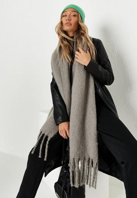 Grey Super Soft Brushed Back Scarf, Grey