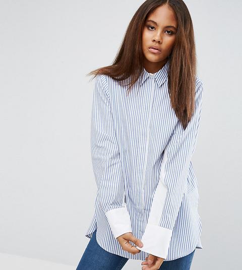 Asos Tall - Camicia Oversize A Righe Con Maniche A Pipistrello A Contrasto - Multicolore