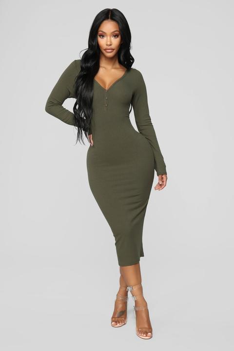 The Simplest Things Midi Dress - Olive