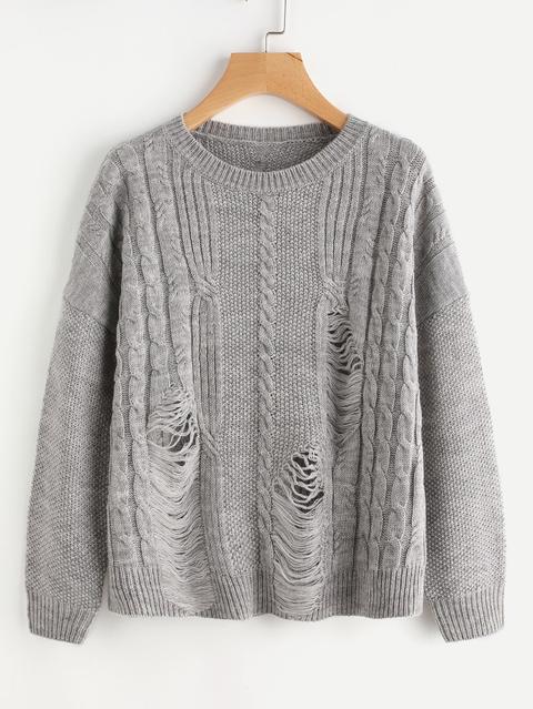 Mixed Knit Ladder Jumper