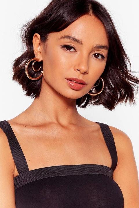 Womens Do A Double Take Chunky Hoop Earrings