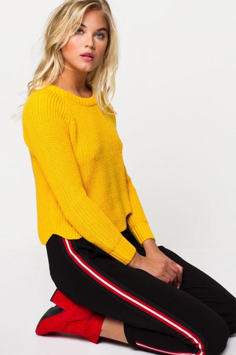 Pullover Giallo Con Orlo Ondina