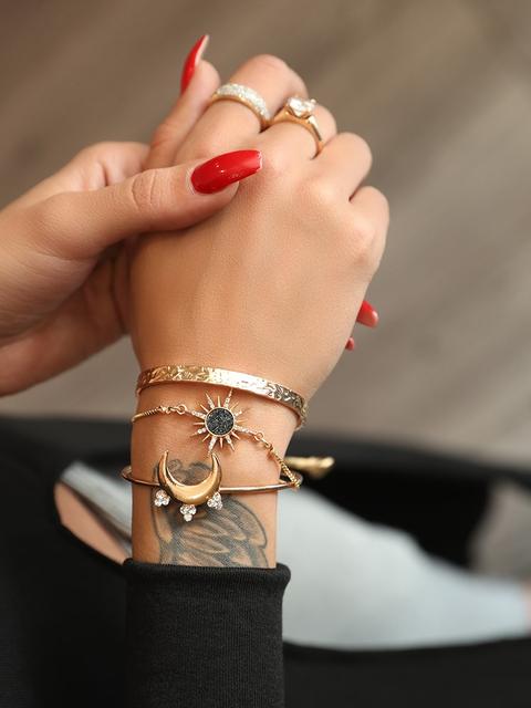 Fashion Shiny Sun And Moon Layered Bracelets