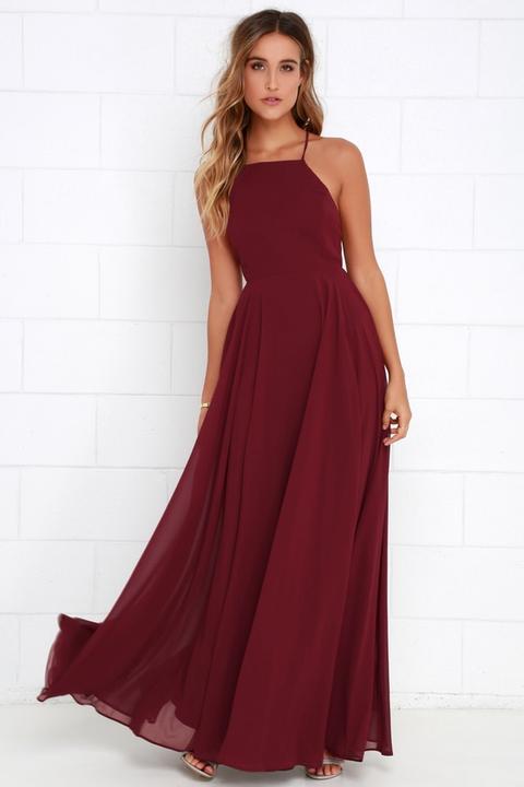 Mythical Kind Of Love Wine Red Maxi Dress - Lulus