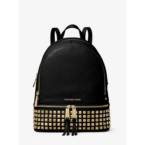 Mkmochila Rhea Mediana De Piel Granulada Con Tachuelas - Negro(negro) - Michael Kors