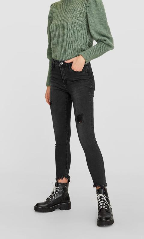 Stradivarius Jean Skinny Taille Haute Femme Délavé 42