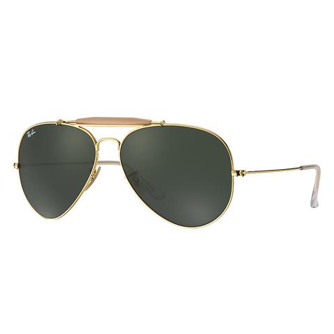 Outdoorsman Ii Unisex Sunglasses Gläser: Grün, Frame: Gold