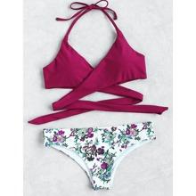 Sets De Bikini Cruzado De Espalda Abierta Con Estampado Floral