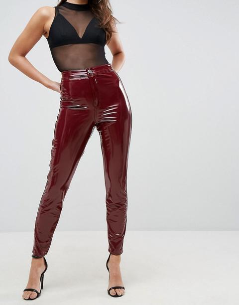 Jeggings De Tiro Alto En Arándano Con Efecto Vinilo Rivington De Asos