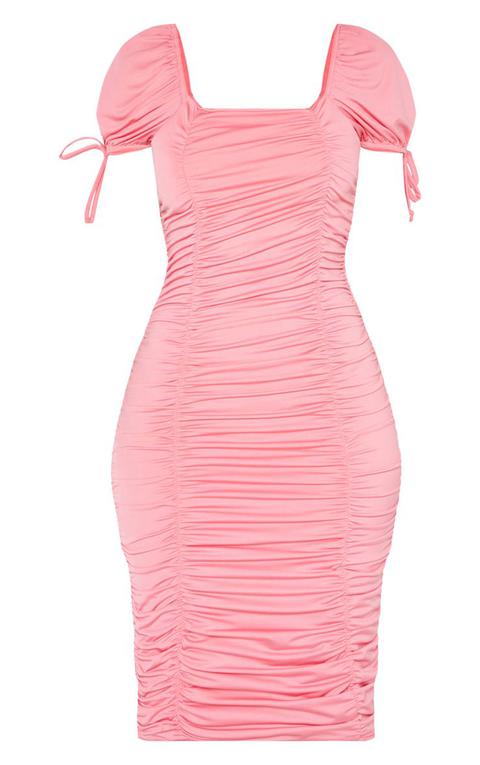 bubblegum pink midi dress