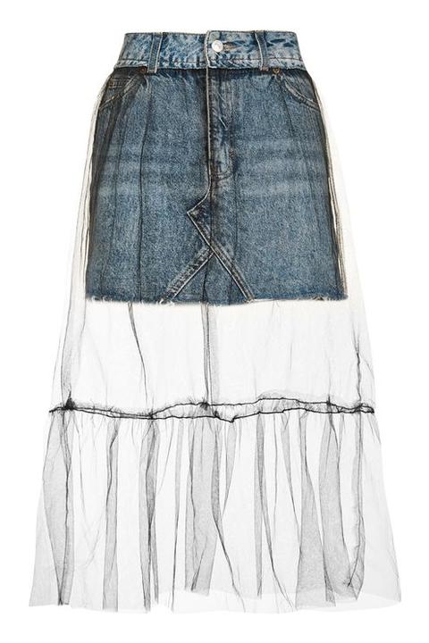 jeans with skirt overlay