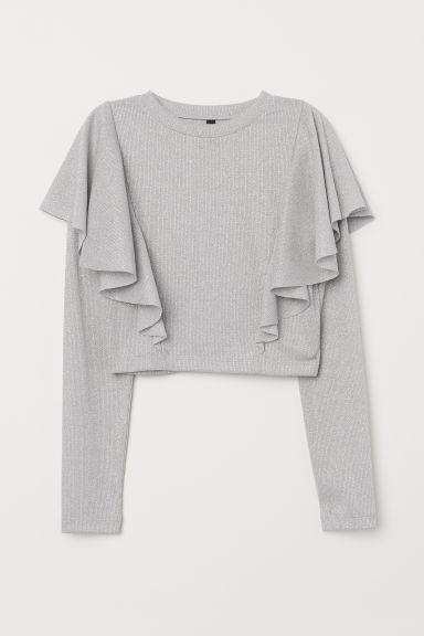 H & M - Top Con Volante - Gris