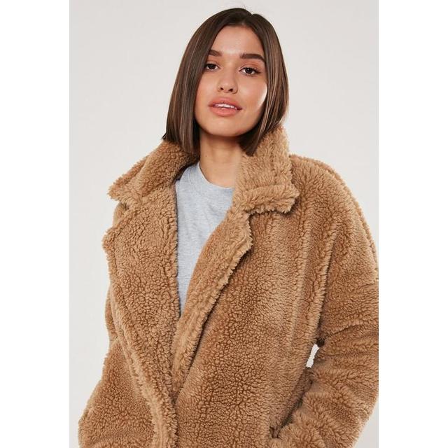 Petite Tan Oversized Borg Teddy Coat 