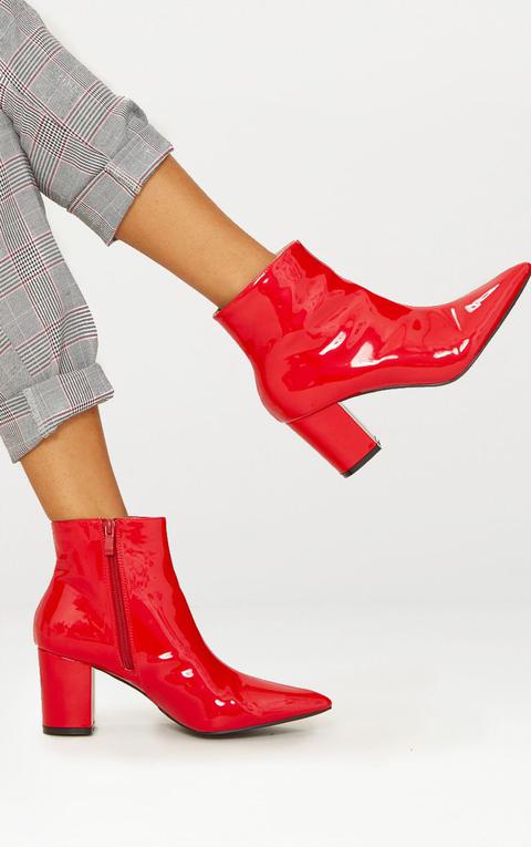 Red Point Block Heel Ankle Boot