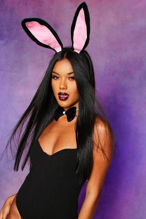 Womens Halloween Bunny Outfit Set - Black - One Size, Black