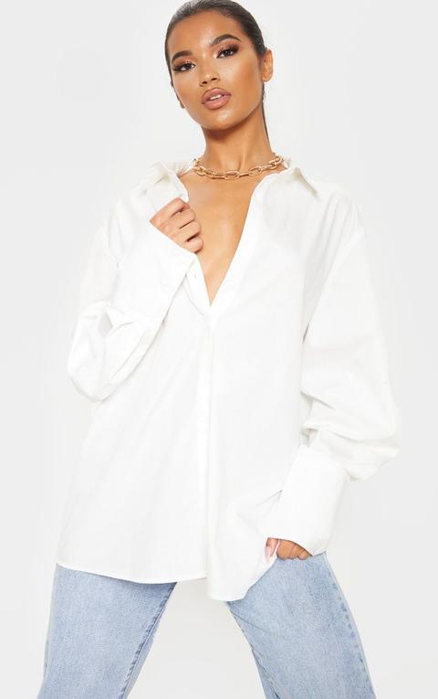 White Oversized Cuff Shirt