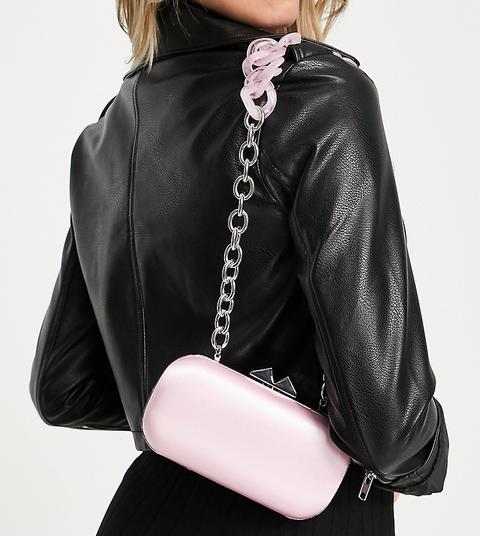 True Decadence - Exclusivité - Sac Bandoulière Satiné Avec Bandoulière Chaîne En Résine - Rose