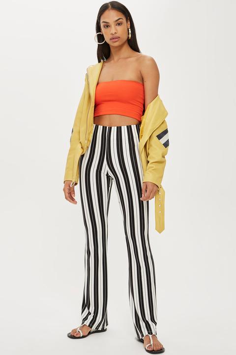 Womens Monochrome Stripe Flared Trousers - Monochrome, Monochrome