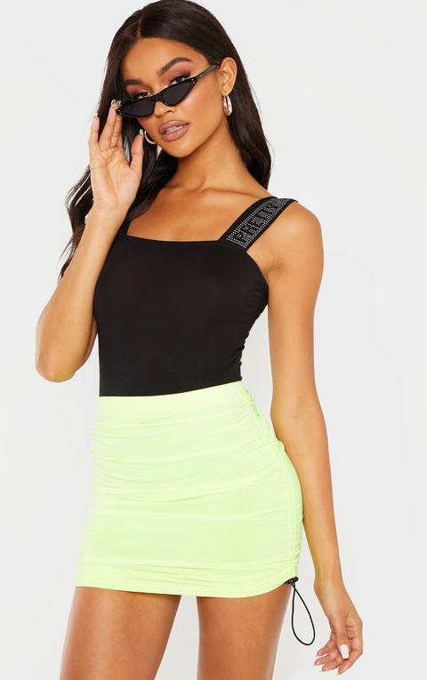ruched neon skirt