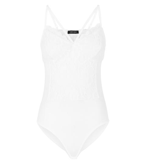 White Strappy Front Lace Bodysuit New Look