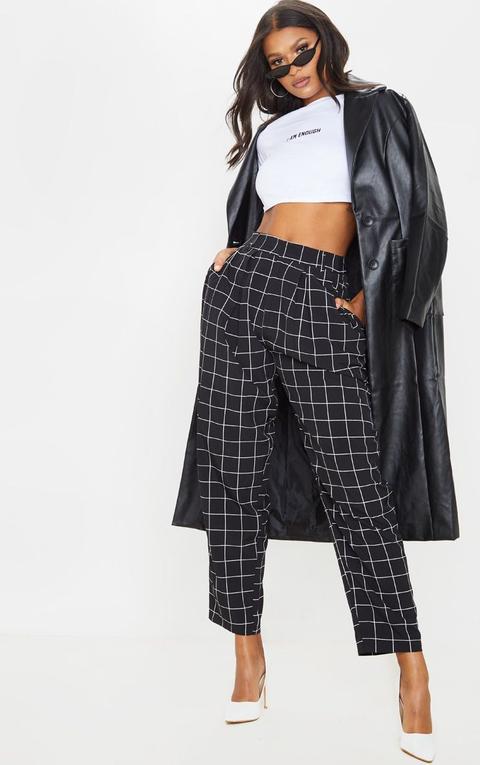 Black Checked Woven High Waisted Balloon Leg Trouser