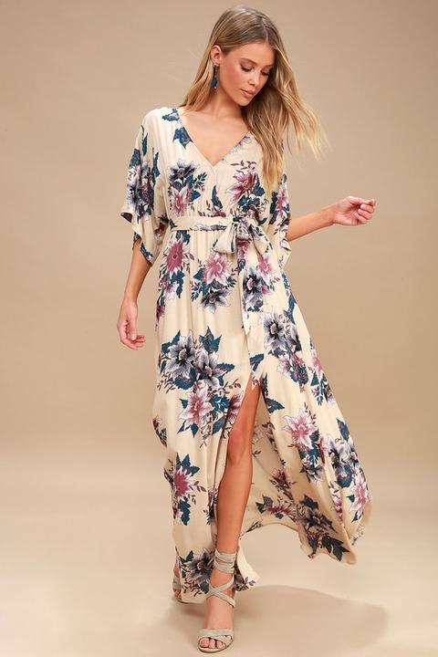 Berkshire Beige Floral Print Maxi Dress